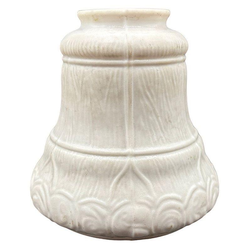 Art Nouveau Frosted Milk Glass Bellflower Floral & Stripes Globe , 2.25" Fitter - 3