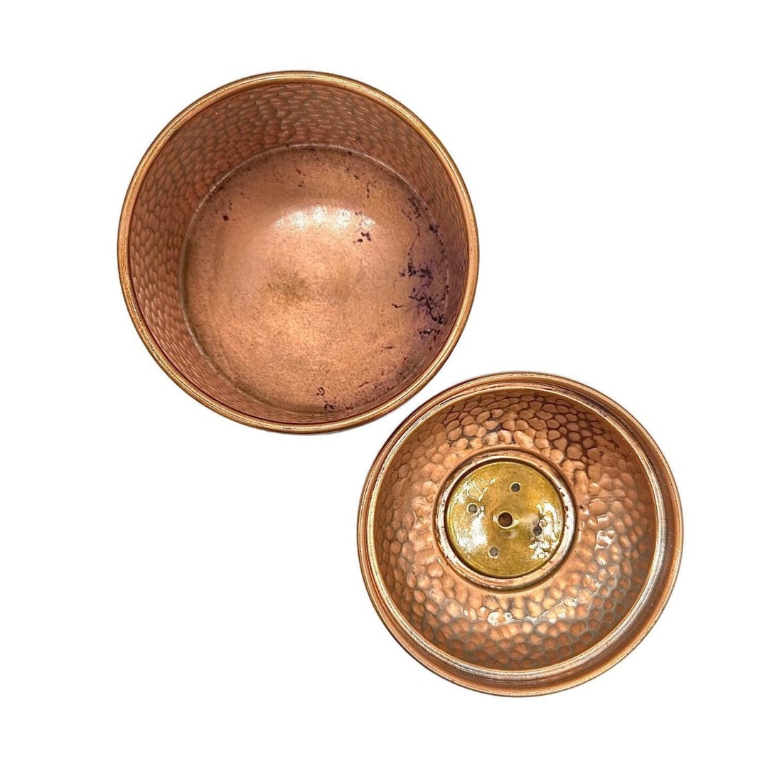 Mid Century 5" Hammered Copper Tin Lined Humidor by Revere Rome N.Y - 2