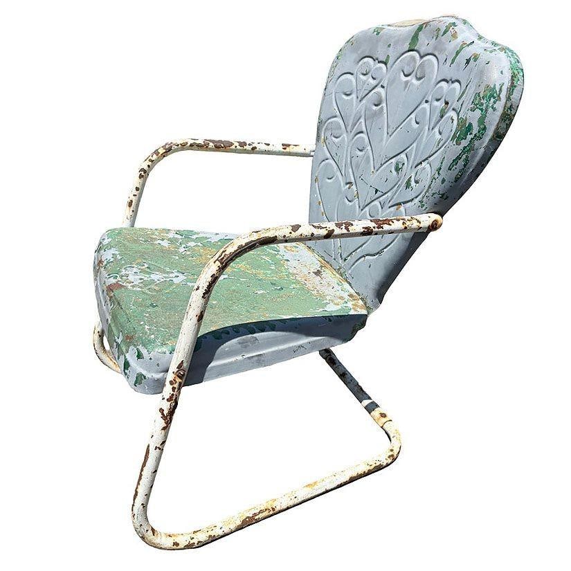 Mid-century Steel Scrolling Springer Patio Outdoor Lounge Chair - 4