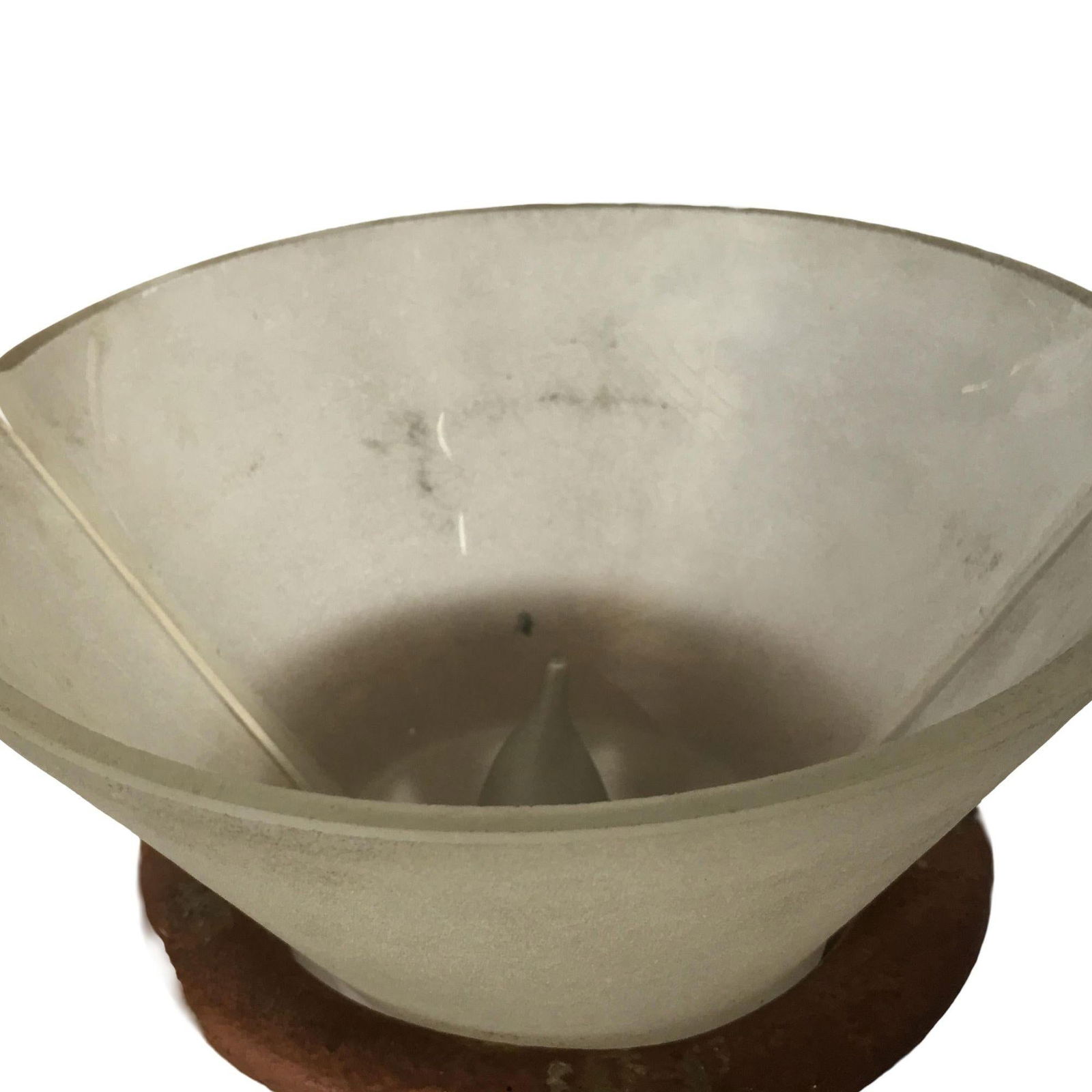 Iron and Clay Torchiere Table Lamp W/ Frosted Shade - 17