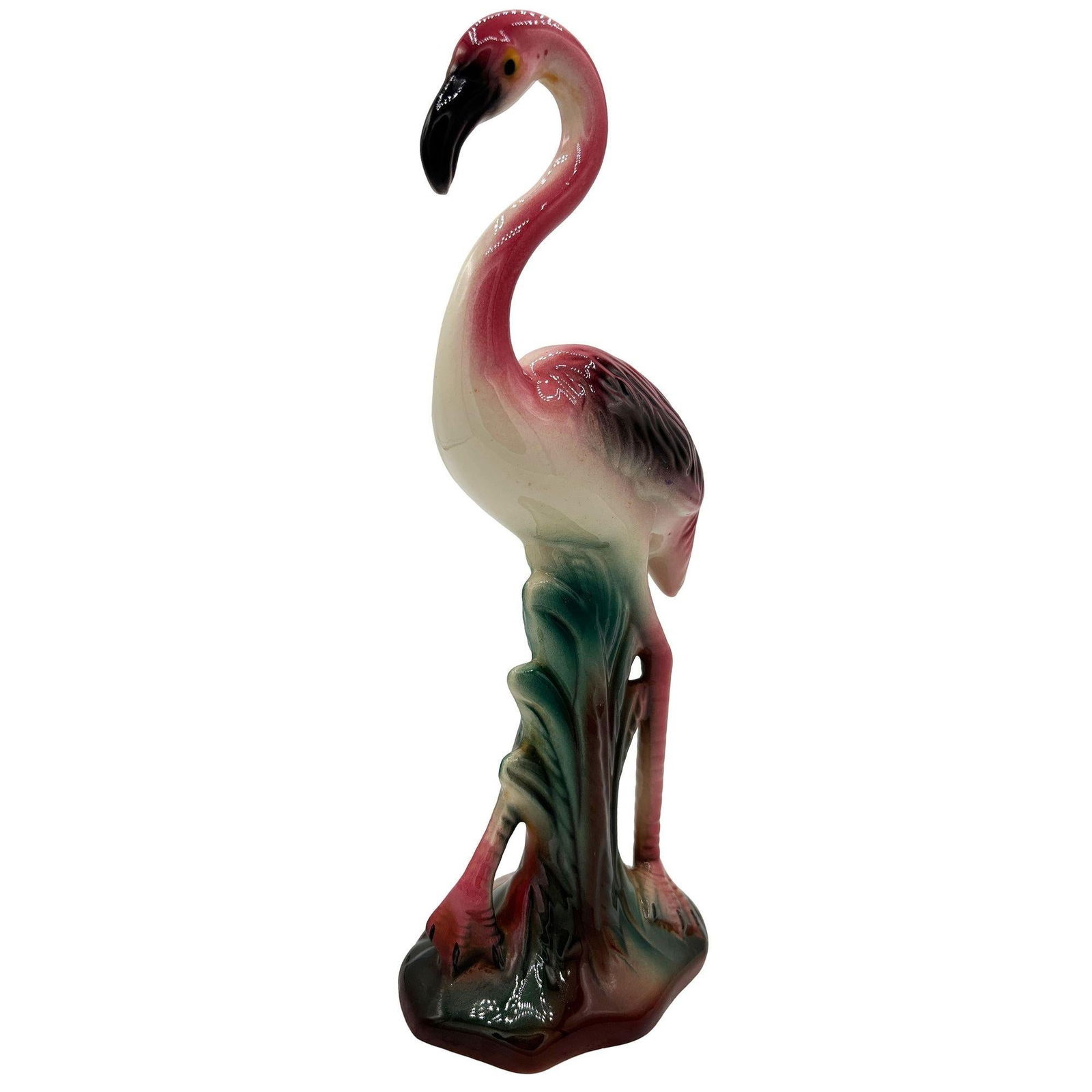 Mid-century Tropical Ceramic "The Walker" Pink Flamingo Figurine - 10