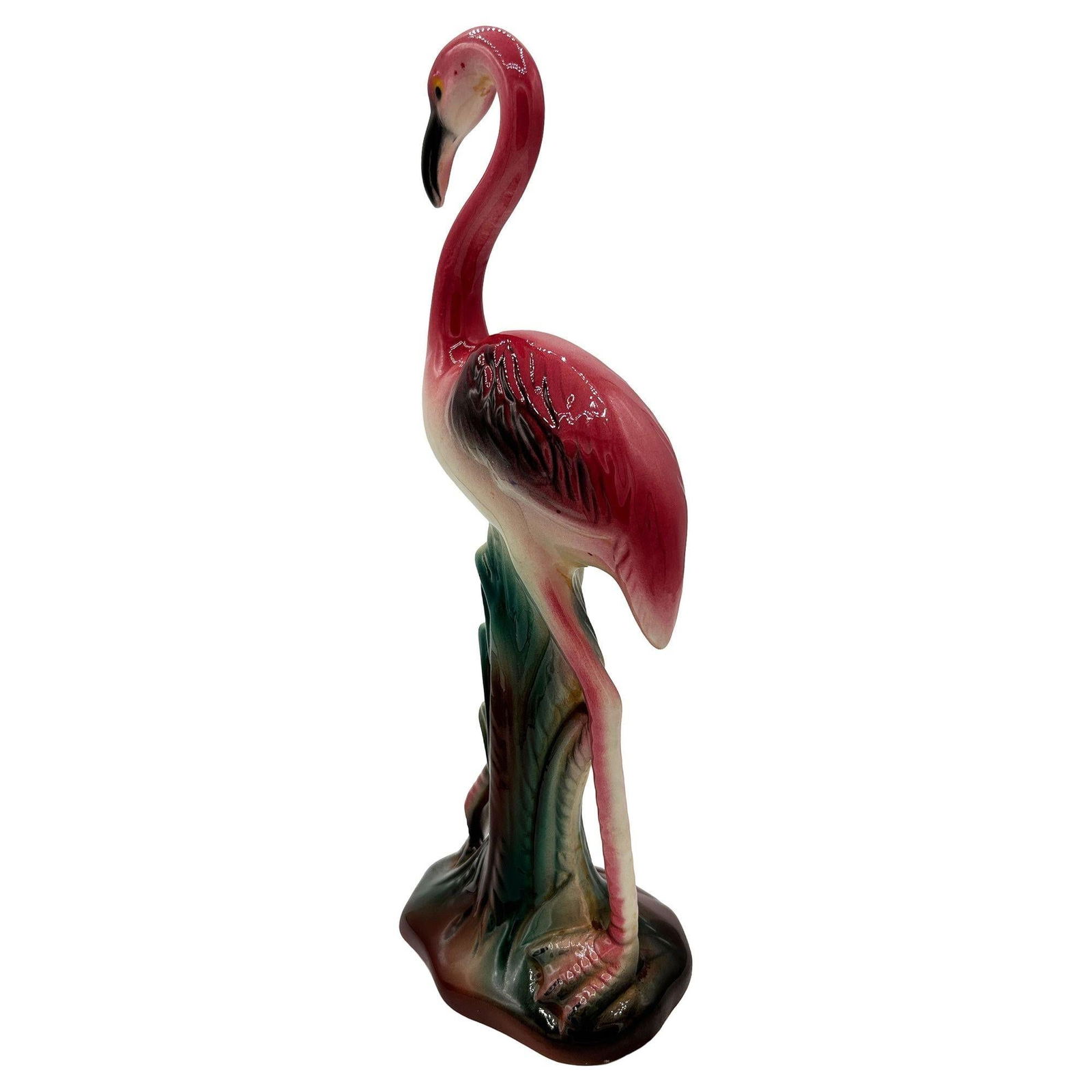 Mid-century Tropical Ceramic "The Walker" Pink Flamingo Figurine - 12