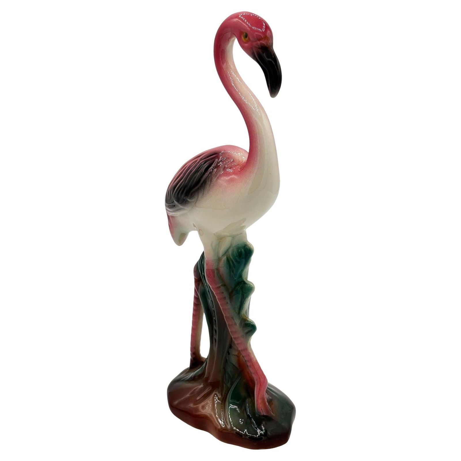 Mid-century Tropical Ceramic "The Walker" Pink Flamingo Figurine (1 of 20)