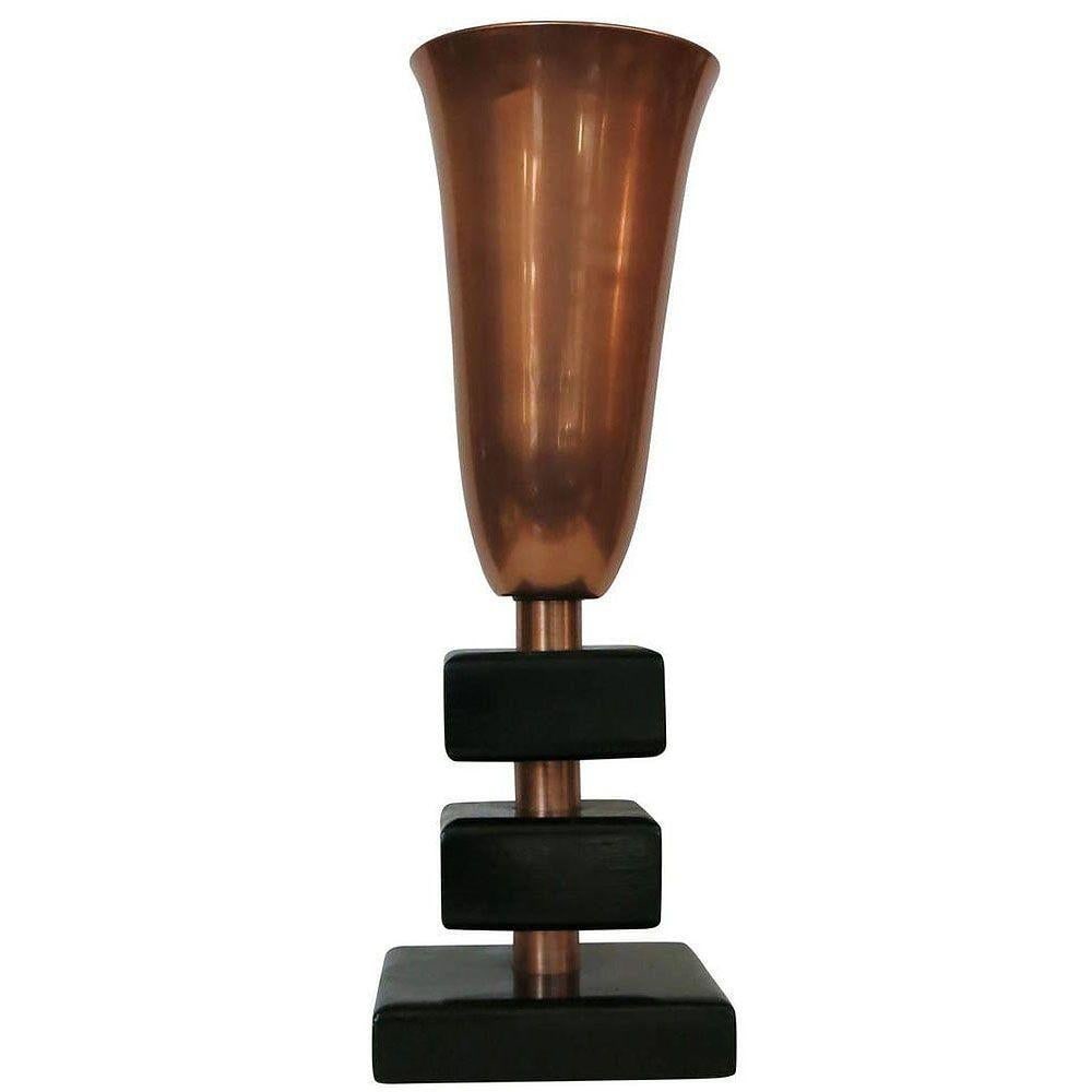 Early Mid-century Copper Stacked Base Torchiere Table Lamp - 20