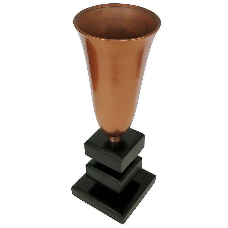 Early Mid-century Copper Stacked Base Torchiere Table Lamp - 8