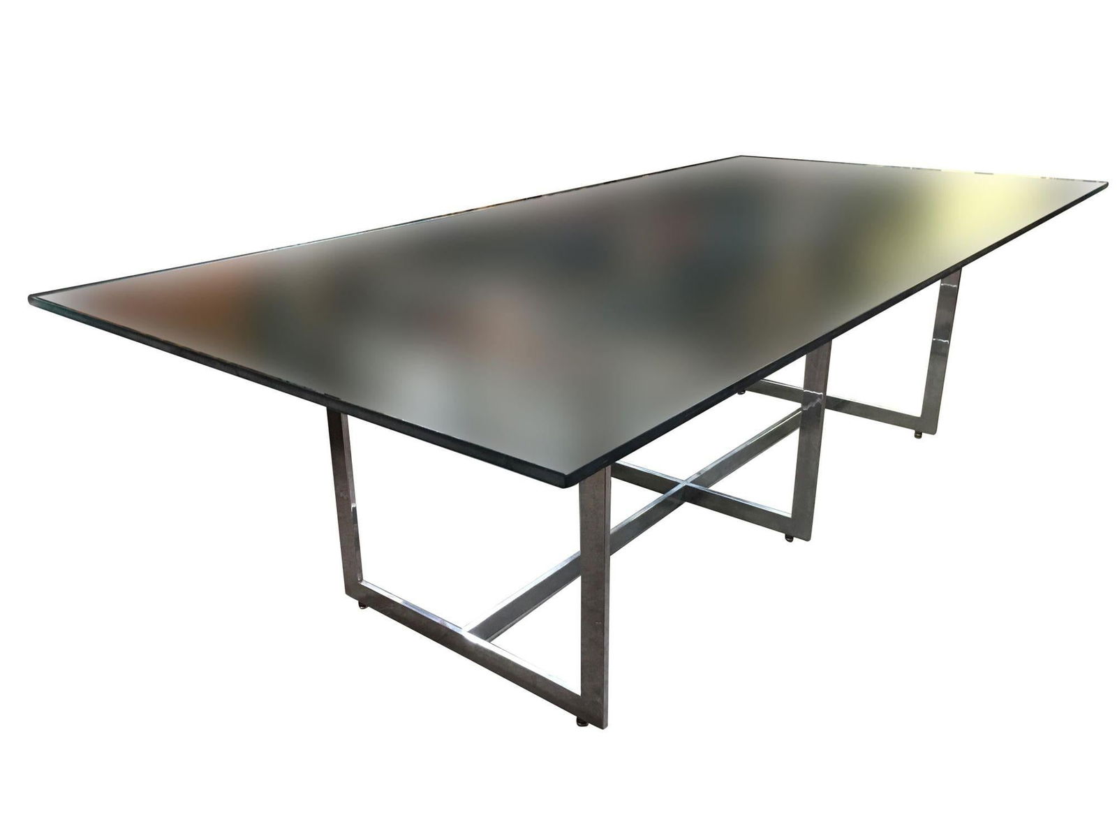 Milo Baughman Style Chrome and Glass 8 Person Dining Table - 17