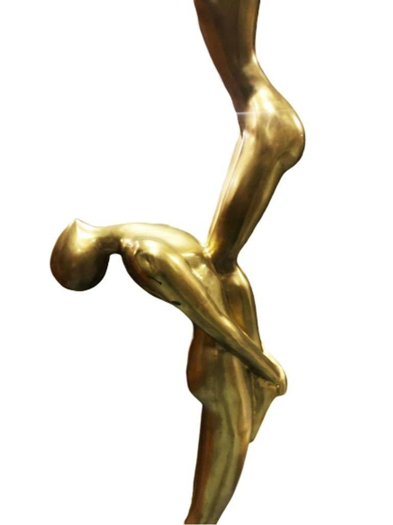 Large Abstract Lovers Bronze Sculpture on Enameled Steel Base - 12