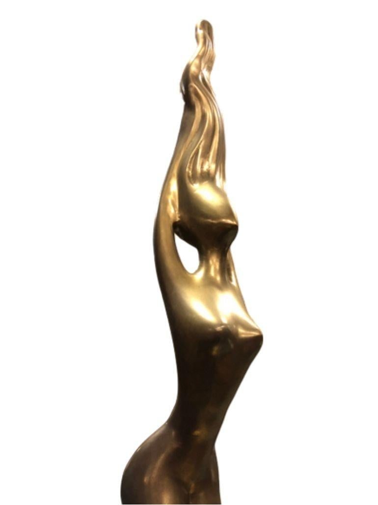 Large Abstract Lovers Bronze Sculpture on Enameled Steel Base - 14