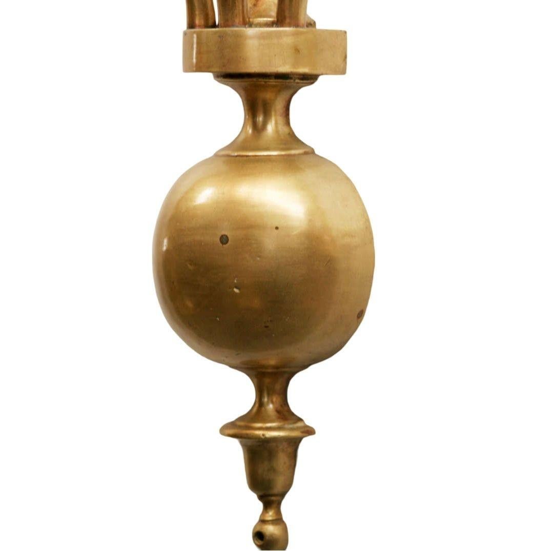 American Colonial Brass Electric Converted Oil Lamp Wall Sconce, 2 Available - 11