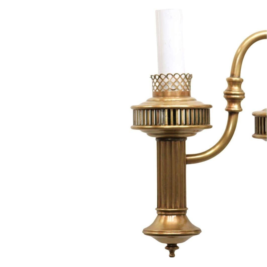 American Colonial Brass Electric Converted Oil Lamp Wall Sconce, 2 Available - 9