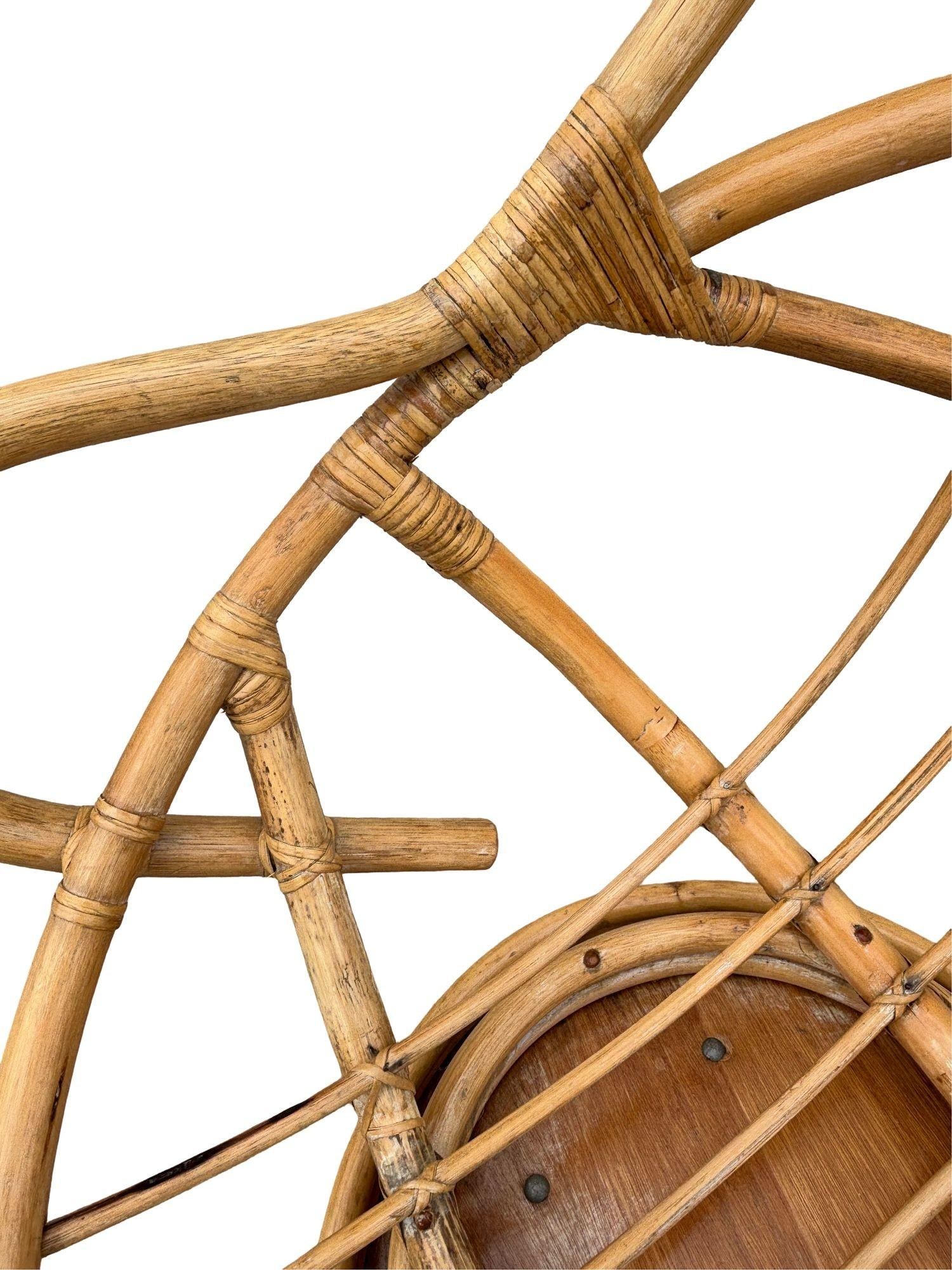 Restored Swivel Bucket Lounge Chair on Stacked Rattan Pedestal Base - 6