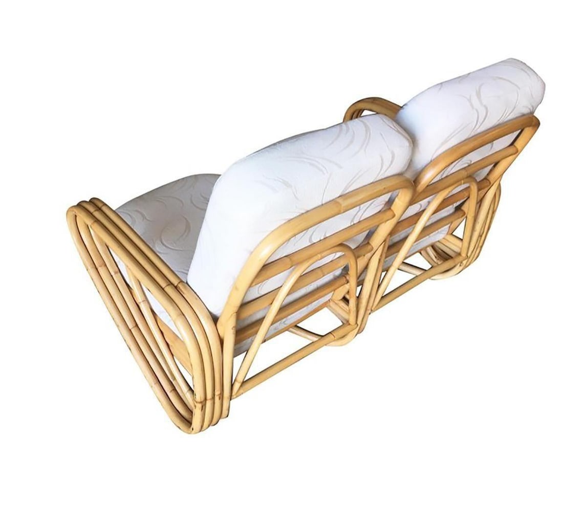 Restored "Triple Triangle" 3-strand Sectional Settee W/ Arched Base - 17