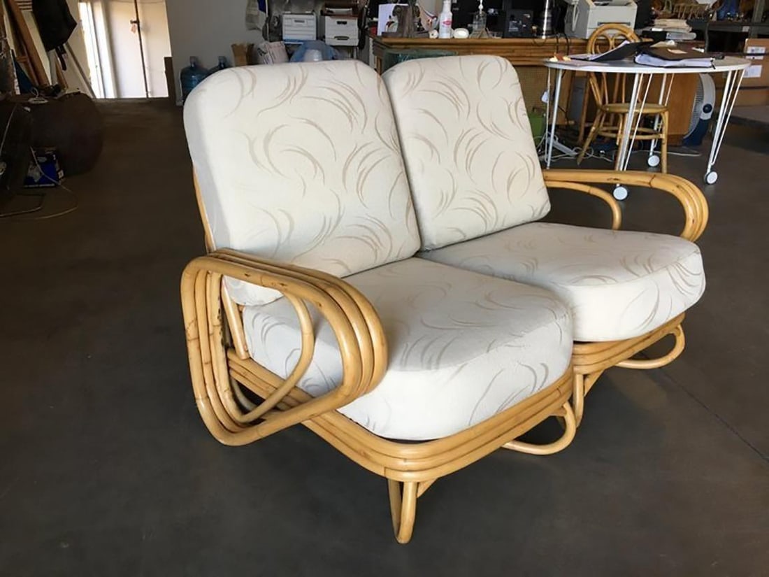 Restored "Triple Triangle" 3-strand Sectional Settee W/ Arched Base - 2