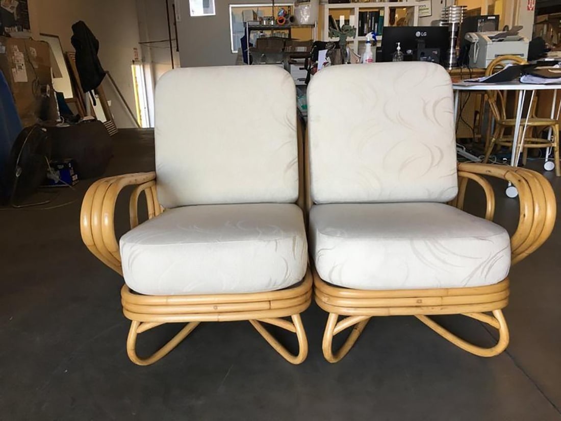Restored "Triple Triangle" 3-strand Sectional Settee W/ Arched Base - 3