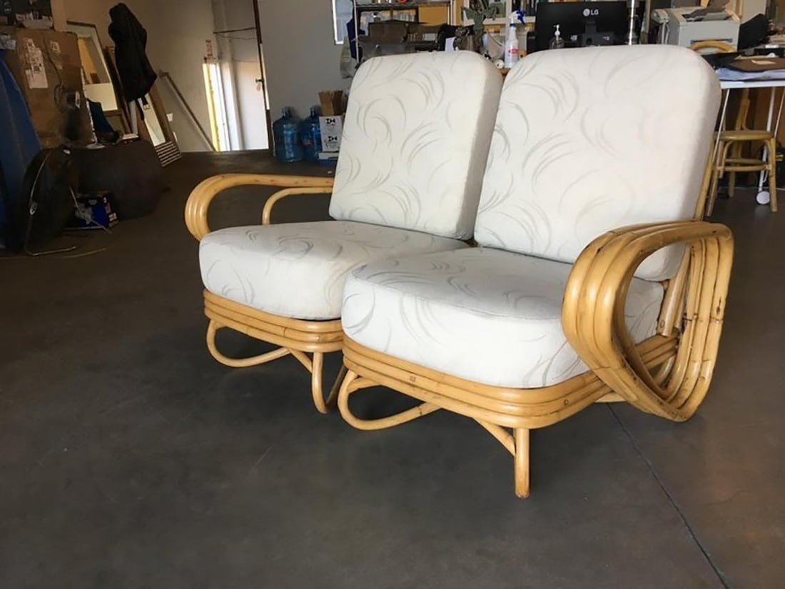 Restored "Triple Triangle" 3-strand Sectional Settee W/ Arched Base - 4