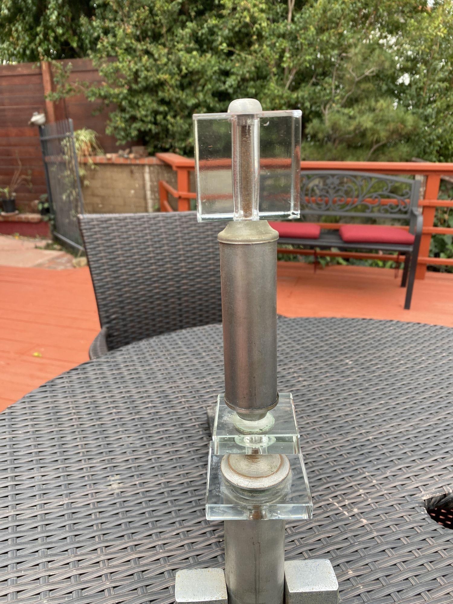 Hollywood Regency Crystal & Chrome "H" Fireplace Andirons, Pair - 11