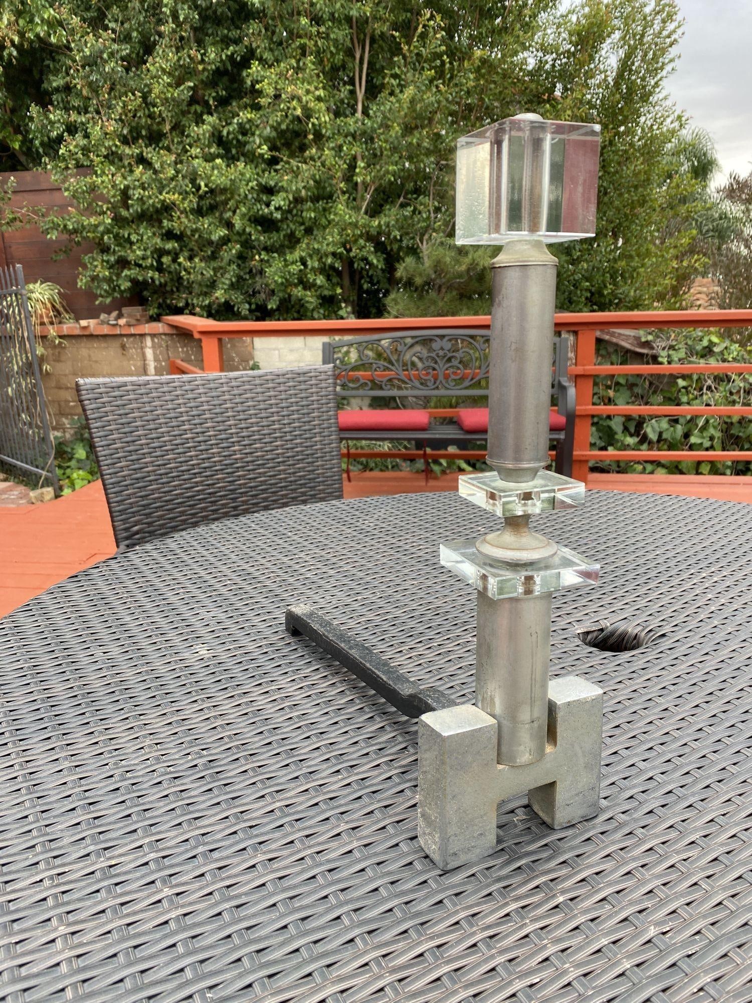 Hollywood Regency Crystal & Chrome "H" Fireplace Andirons, Pair - 2