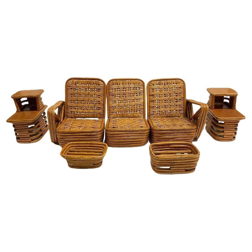 Paul Frankl Style Salesman Sample Miniature Rattan Livingroom Set, 1950 - 17