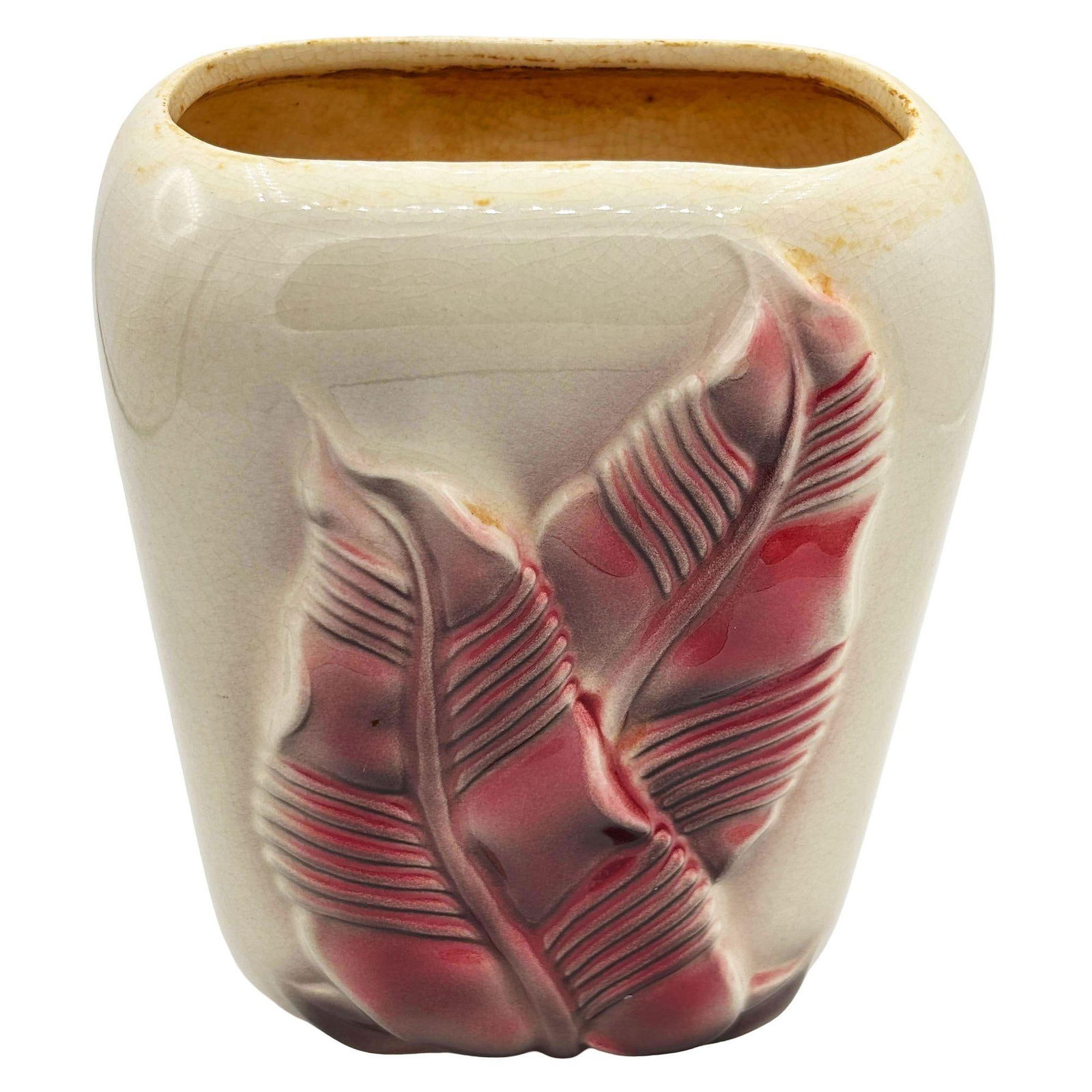 Mid-century Tropical Ceramic Palm Leaf Flower Vase by Royal Copley Pottery - 3