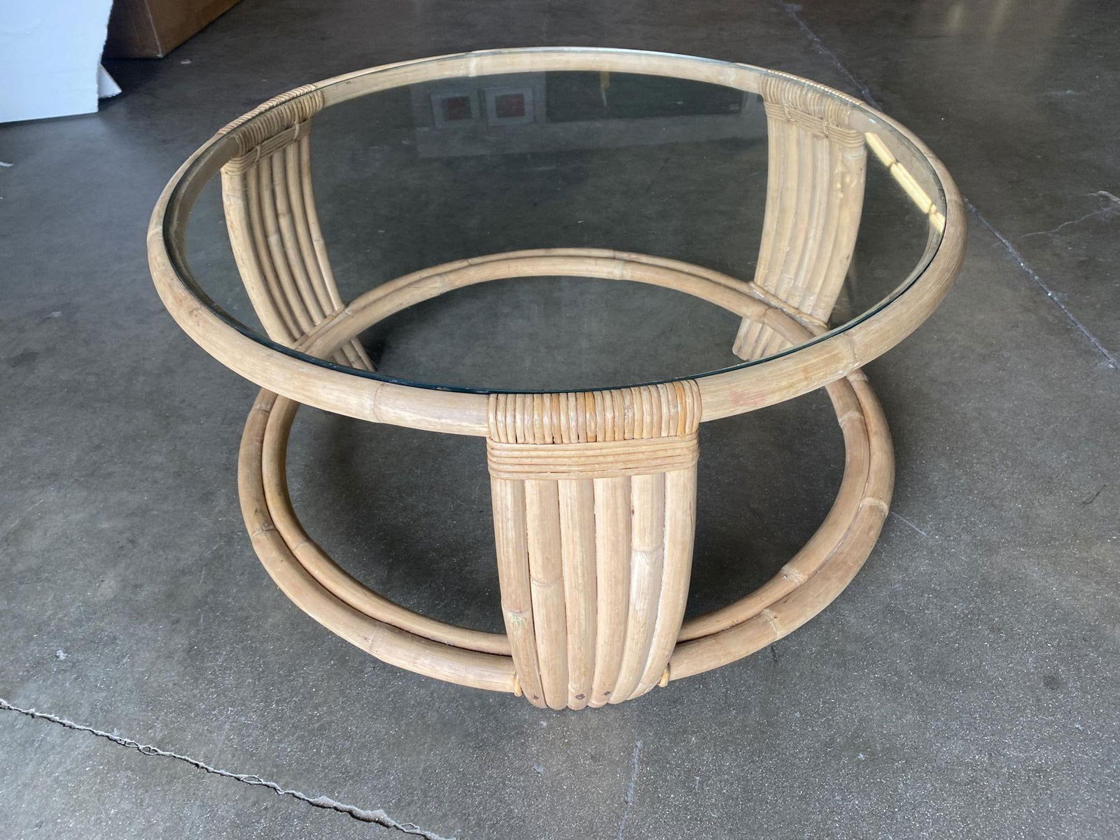 Five Strand Rattan Coffee Table with Glass Top - 15
