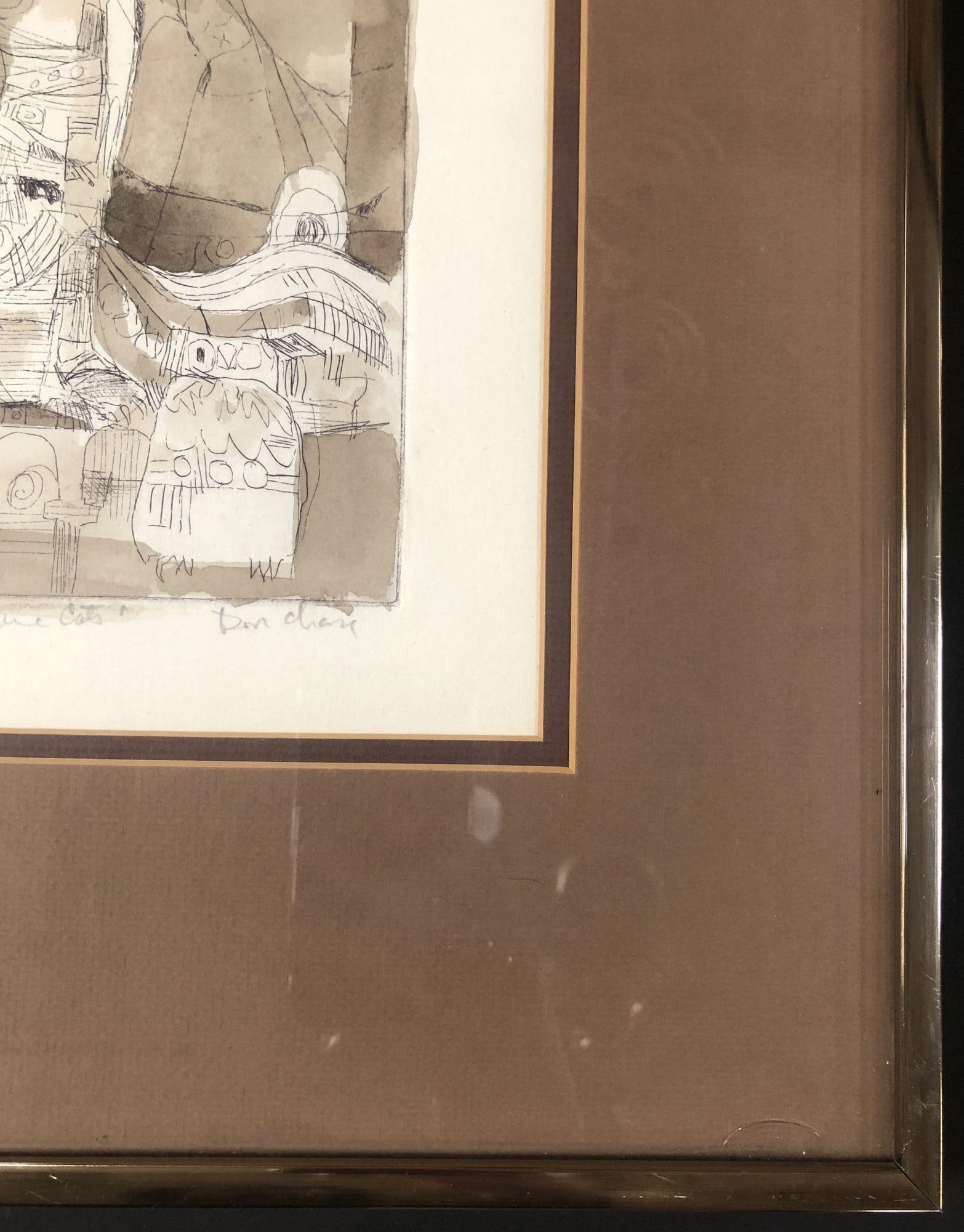 Byzantine Cats Abstract Pen and Ink on Paper Signed by Don D. - 4