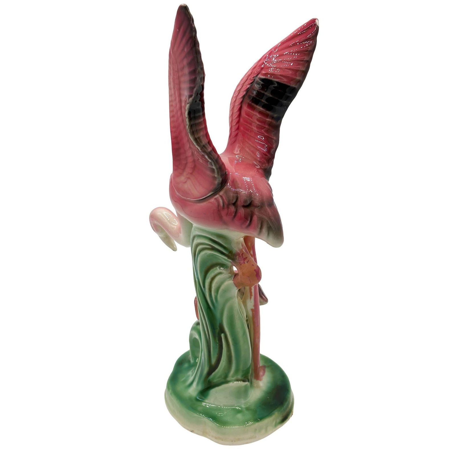 Mid-century Child & Mother Pink Flamingo Ceramic Tabletop Statue By Leftons - 12