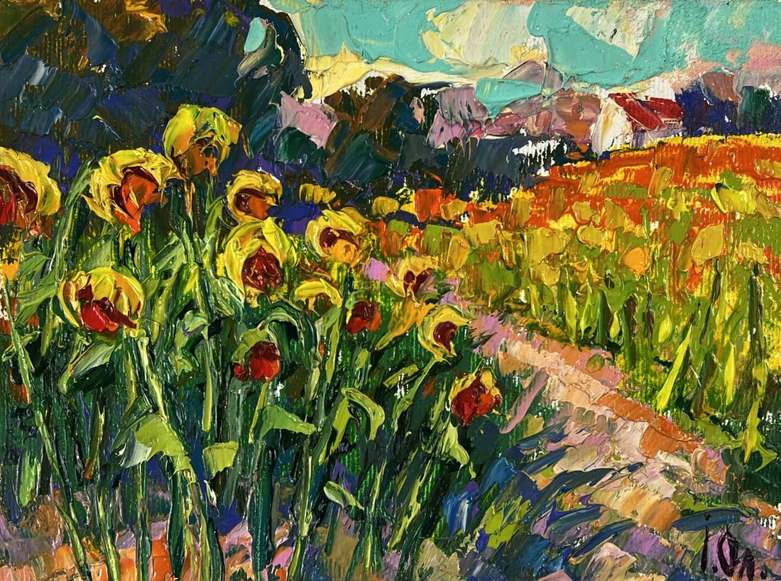 Oil painting A path through a field of sunflowers Oleksiy Ivanyuk - 3