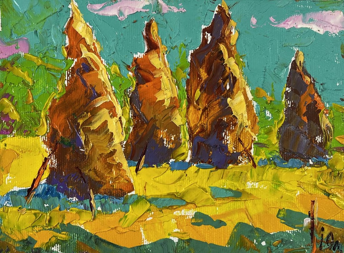Oil painting Haystacks on a warm day Oleksiy Ivanyuk - 3