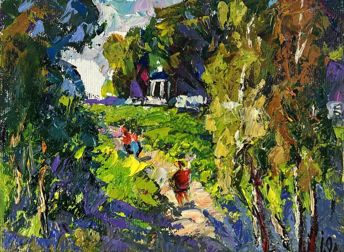 Oil painting Gazebo in a forest park Oleksiy Ivanyuk - 3