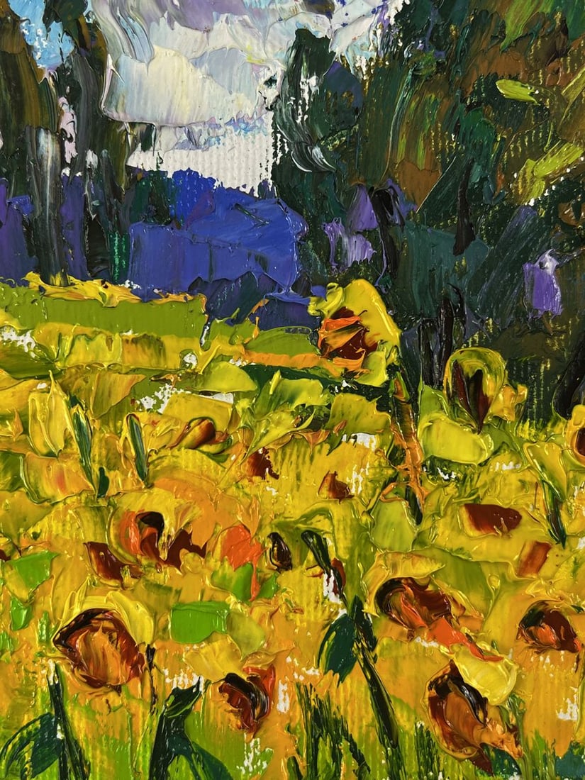 Oil painting Sunflowers are blooming in the field Oleksiy Ivanyuk - 4