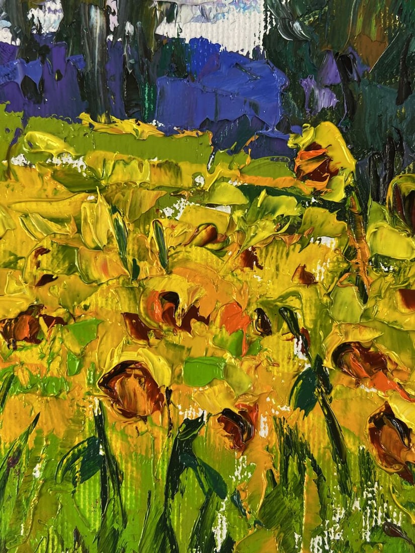 Oil painting Sunflowers are blooming in the field Oleksiy Ivanyuk - 5