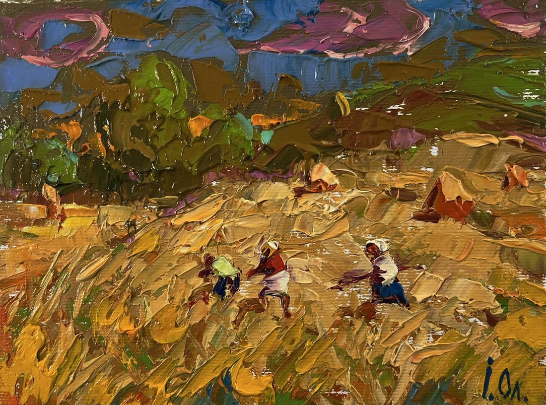 Oil painting Harvesting hay in the field Oleksiy Ivanyuk - 3