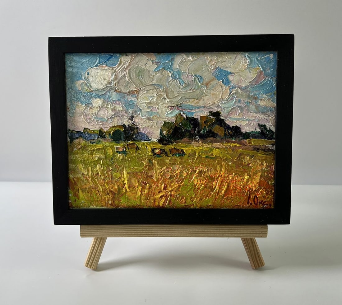 Oil painting Daytime field Oksana Ivanyuk: Title: Oil painting Daytime field Oksana Ivanyuk Description: №AAA5624 The Oil painting Canvas titled “Daytime field” brings to life the expansive calm of a countryside scene