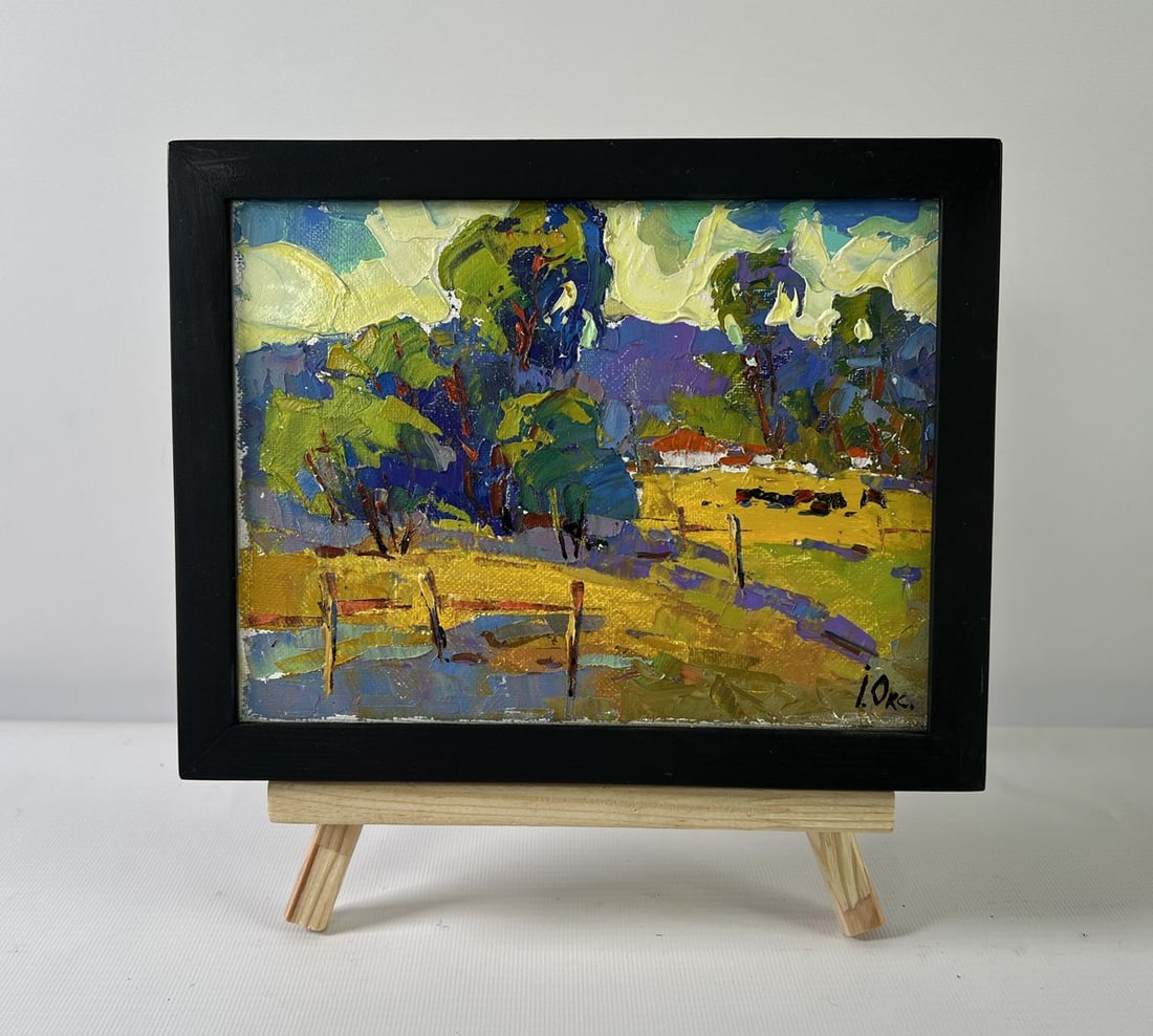 Oil painting When it gets dark Oksana Kalenyuk: Title: Oil painting When it gets dark Oksana Kalenyuk Description: №AAA5221 The oil painting on Canvas titled "When it Gets Dark" vividly captures the fleeting moment between daylight and twilig