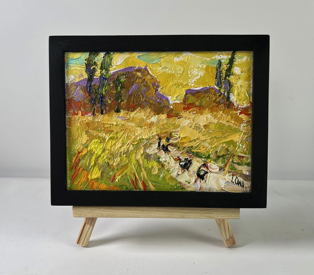 Oil painting The color of harvest Alex Kalenyuk: Title: Oil painting The color of harvest Alex Kalenyuk Description: №AAA5259 The oil painting on Canvas titled "The Color of Harvest" captures a sun-drenched countryside moment that pulses with