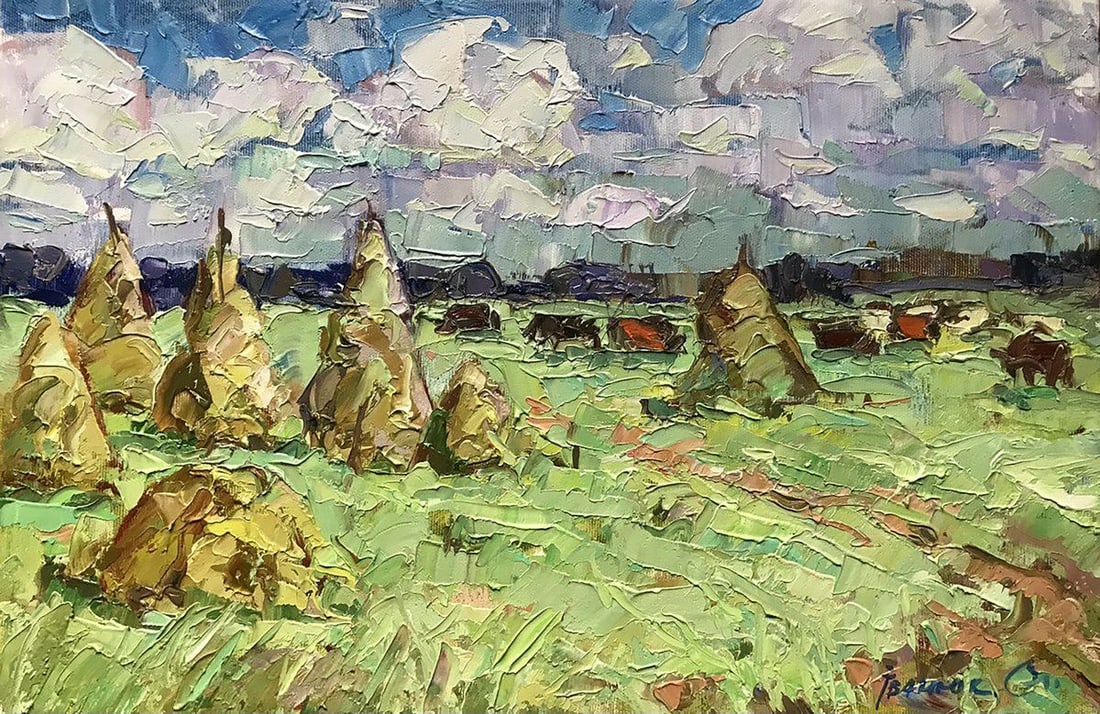 Oil painting Morning meadows Kalenyuk Alex: Title: Oil painting Morning meadows Kalenyuk Alex Description: №Kalen 959 *** ABOUT THIS PAINTING *** * TITLE: "Morning meadows" * ARTISTS: Kalenyuk Alex * SIZE: 30x45 cm/'11.81x17.71 inches' *
