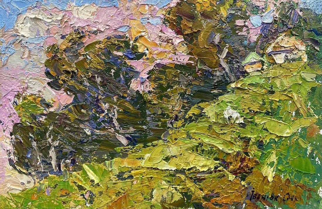 Oil painting Summer breeze Alex Kalenyuk: Title: Oil painting Summer breeze Alex Kalenyuk Description: №Kalen 1258 The oil painting "Summer Breeze" is a rich, textured work that encapsulates the vivacity of a summer day. Employing the i