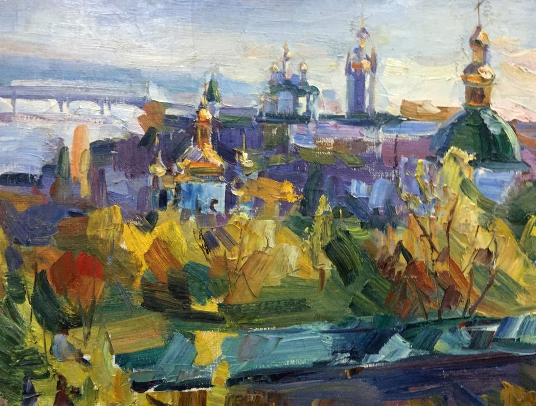 Oil painting Domes of churches: Title: Oil painting Domes of churches Description: №Vern 46 *** ABOUT THIS PAINTING *** * TITLE: "Domes of churches" * SIZE: 36x48 cm/'14.17x18.89 inches' * MEDIUM: oil, canvas * HAND PAINTED: