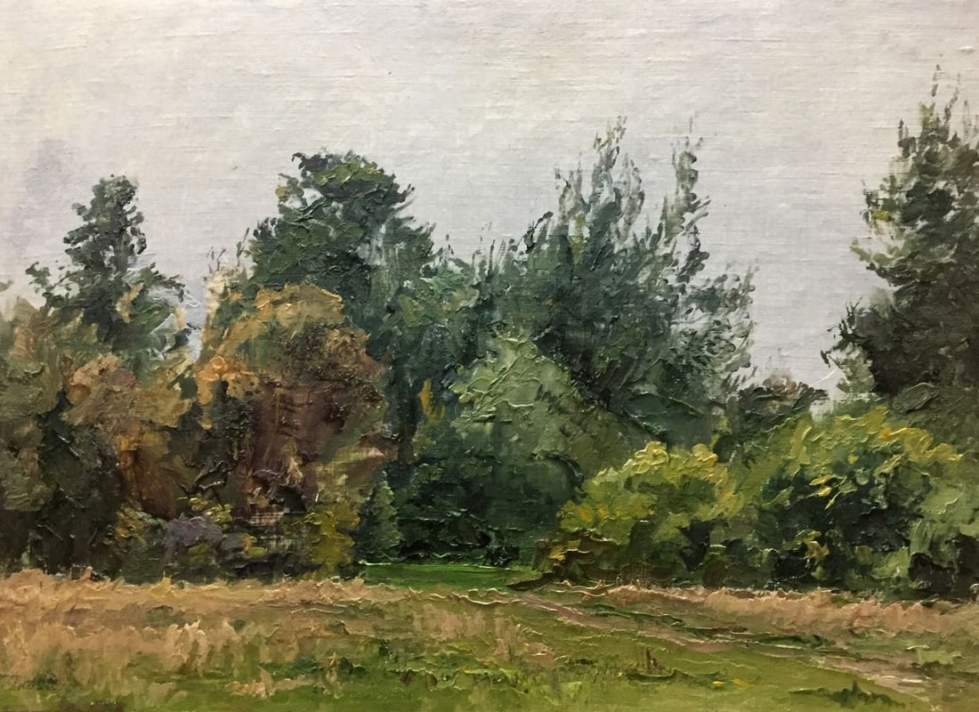 Oil painting Near the forest Yakovlev B. N.: Title: Oil painting Near the forest Yakovlev B. N. Description: №Vern 65 *** ABOUT THIS PAINTING *** * TITLE: "Near the forest" - Congratulations on the back * ARTISTS: Yakovlev B. N. * SIZE:
