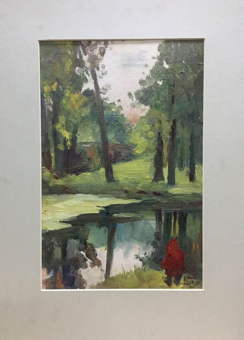 Oil painting Pond Fedir Zotykovych Konovalyuk: Title: Oil painting Pond Fedir Zotykovych Konovalyuk Description: №Vern 143 *** ABOUT THIS PAINTING *** * TITLE: "Pond" * ARTISTS: Fedir Zotykovych Konovalyuk * SIZE: 24x35 cm/'9.44x13.77 inches