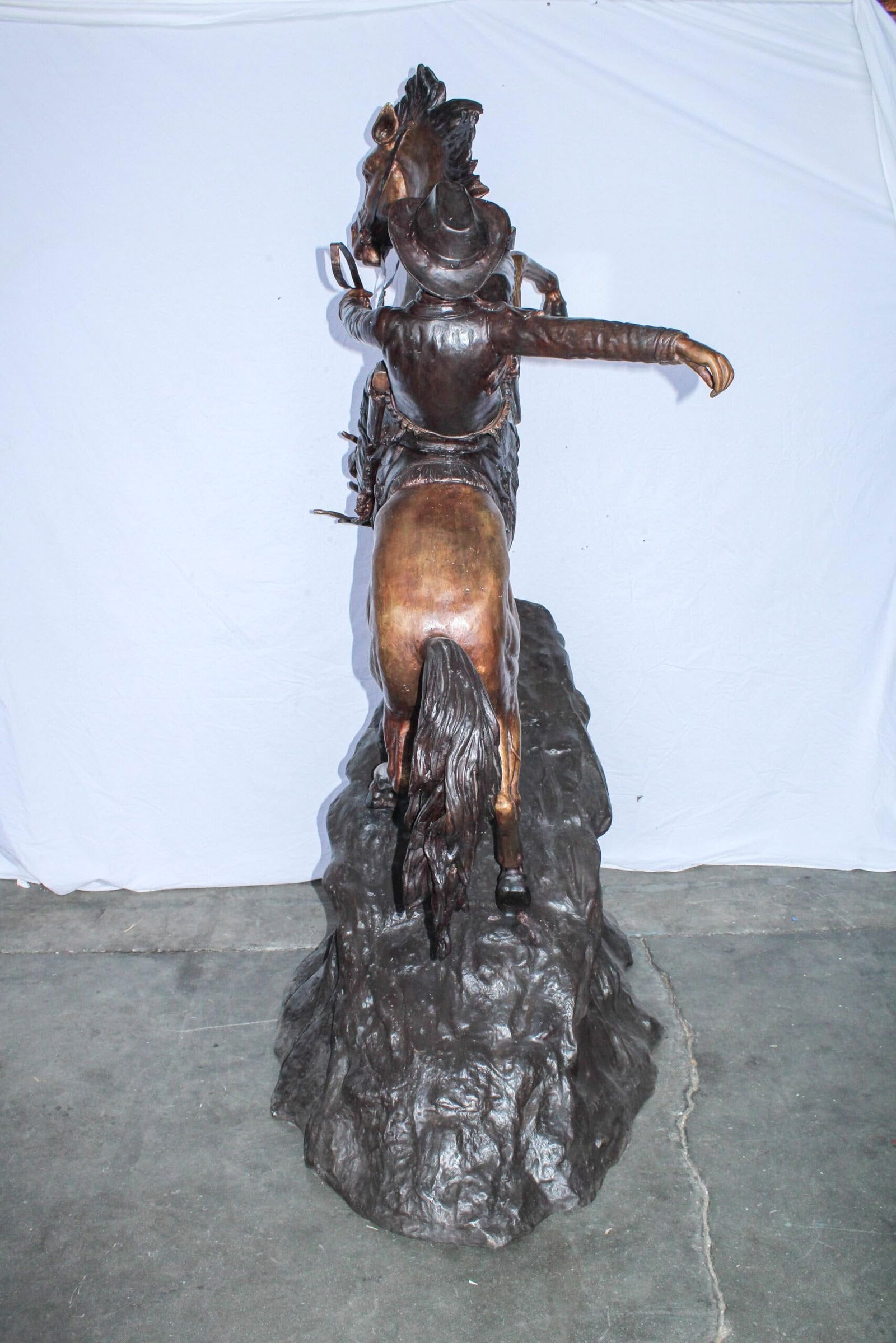Life Size Bronze Cowboy on Rearing Horse Western Statue 60" x 37" x 81"H - 11