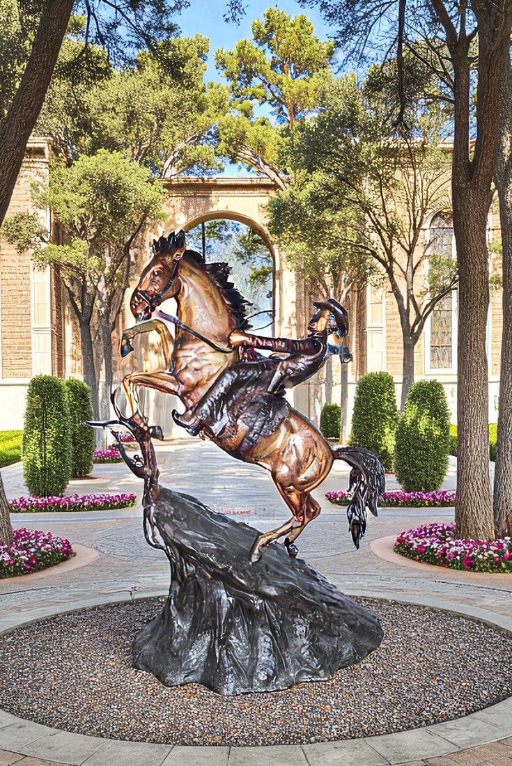 Life Size Bronze Cowboy on Rearing Horse Western Statue 60" x 37" x 81"H - 4