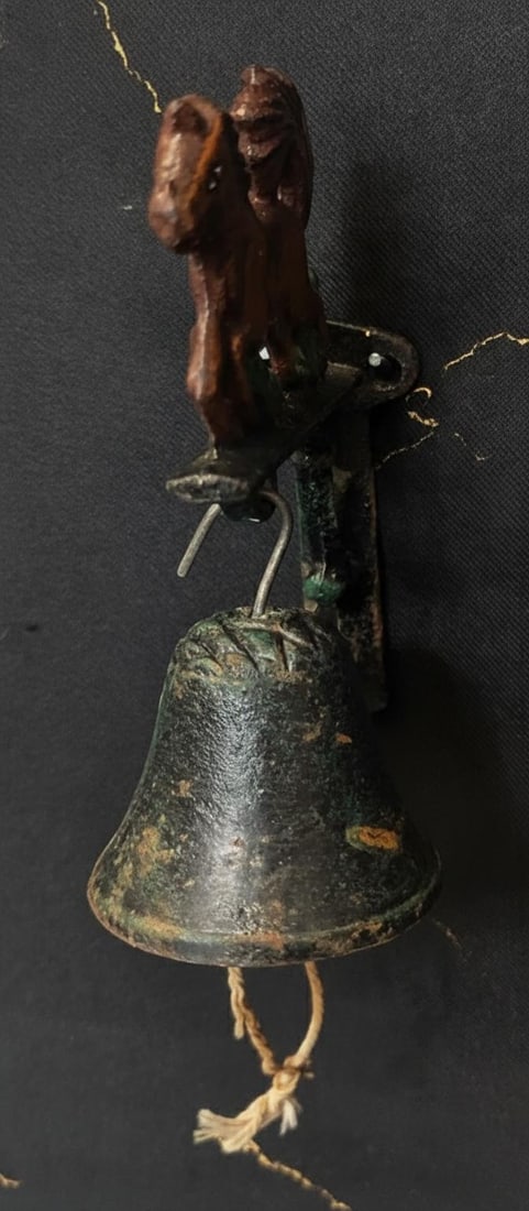 Vintage Cast Iron Dinner Bell with 3D Painted Horse Figurine Wall Mount 5" Tall - 2
