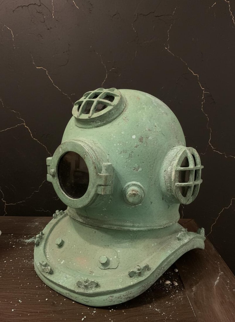 WWII US Navy Mark V Divers Helmet Replica, 18 Inch Deep Sea Marine Antique Style - 5
