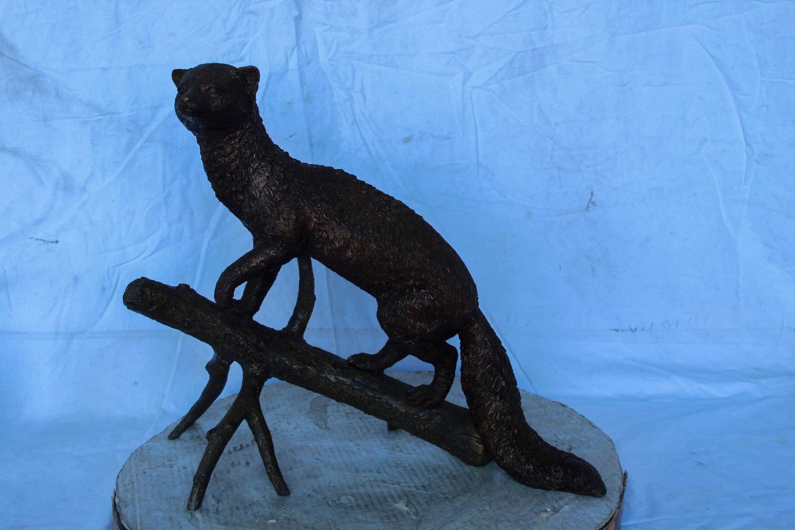 Bronze Statue of a Mongoose Climbing a Tree Branch 24" x 12" x 20"H - 4
