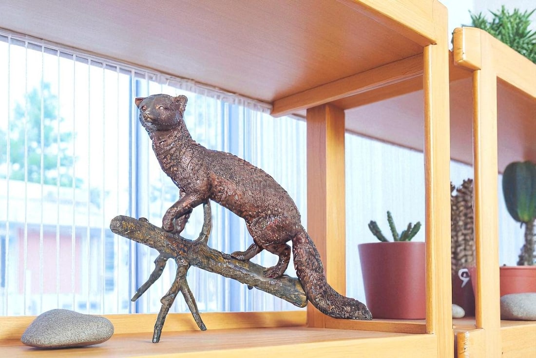 Bronze Statue of a Mongoose Climbing a Tree Branch 24" x 12" x 20"H - 5
