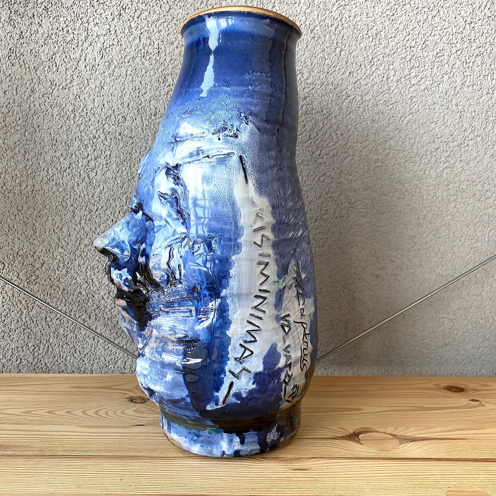 Antique vase, face sculpture - 5