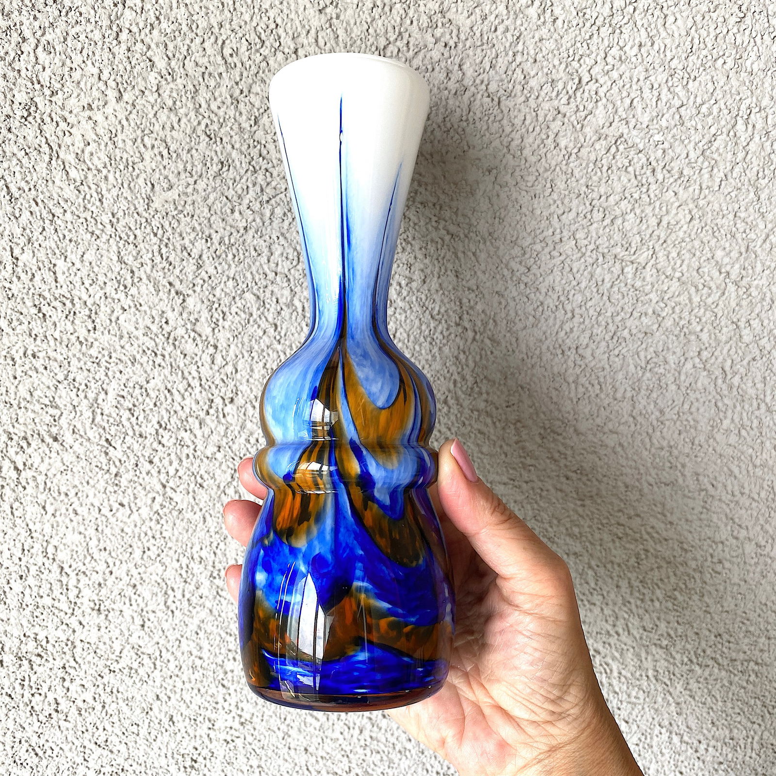 Handmade blown glass vase - 6