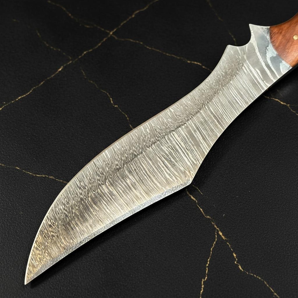 Handcrafted 13" Damascus Bowie Knife, Full Tang Hunter with Pakka Wood Handle - 3