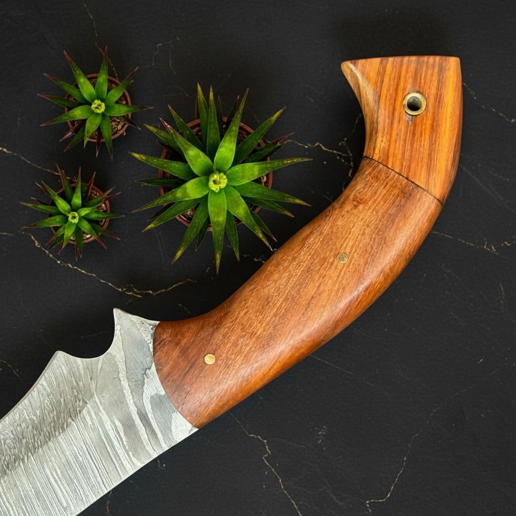 Handcrafted 13" Damascus Bowie Knife, Full Tang Hunter with Pakka Wood Handle - 4